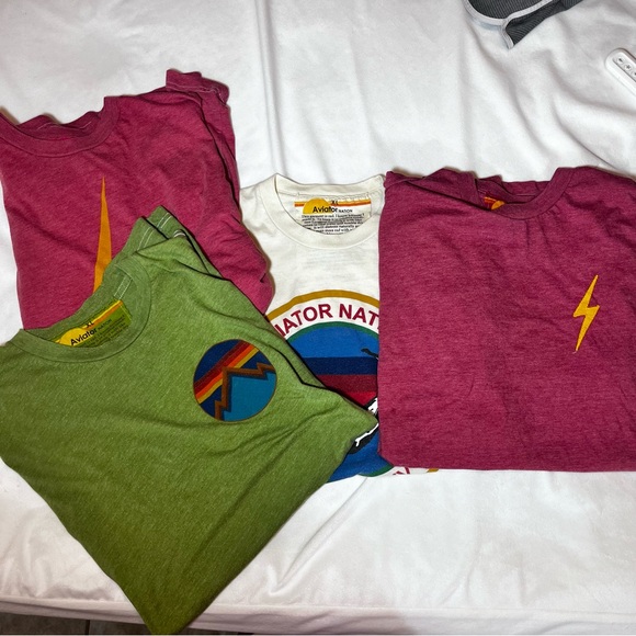 Aviator Nation Short Sleeve Tees - Pink, Green, White - Picture 2 of 14
